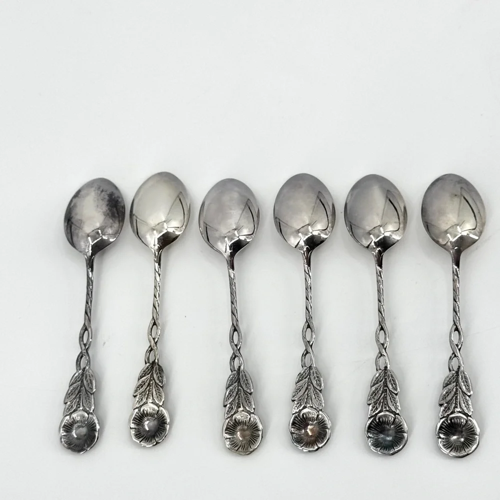 VTG Swedish Moccaskedar Demitasse Silverplate Spoons Set-of-6 - Picture 4 of 7